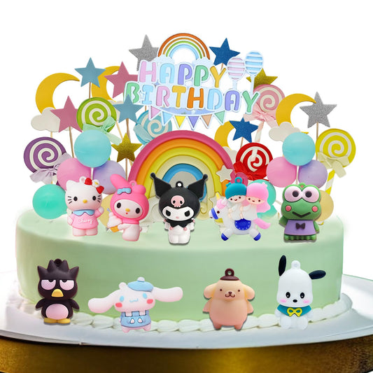 42 Pcs Cute Anime Cake Topper Educatgame Kawaii Anime Cake Decorations Figures Set Great for Theme Birthday Party Decoration Supplies