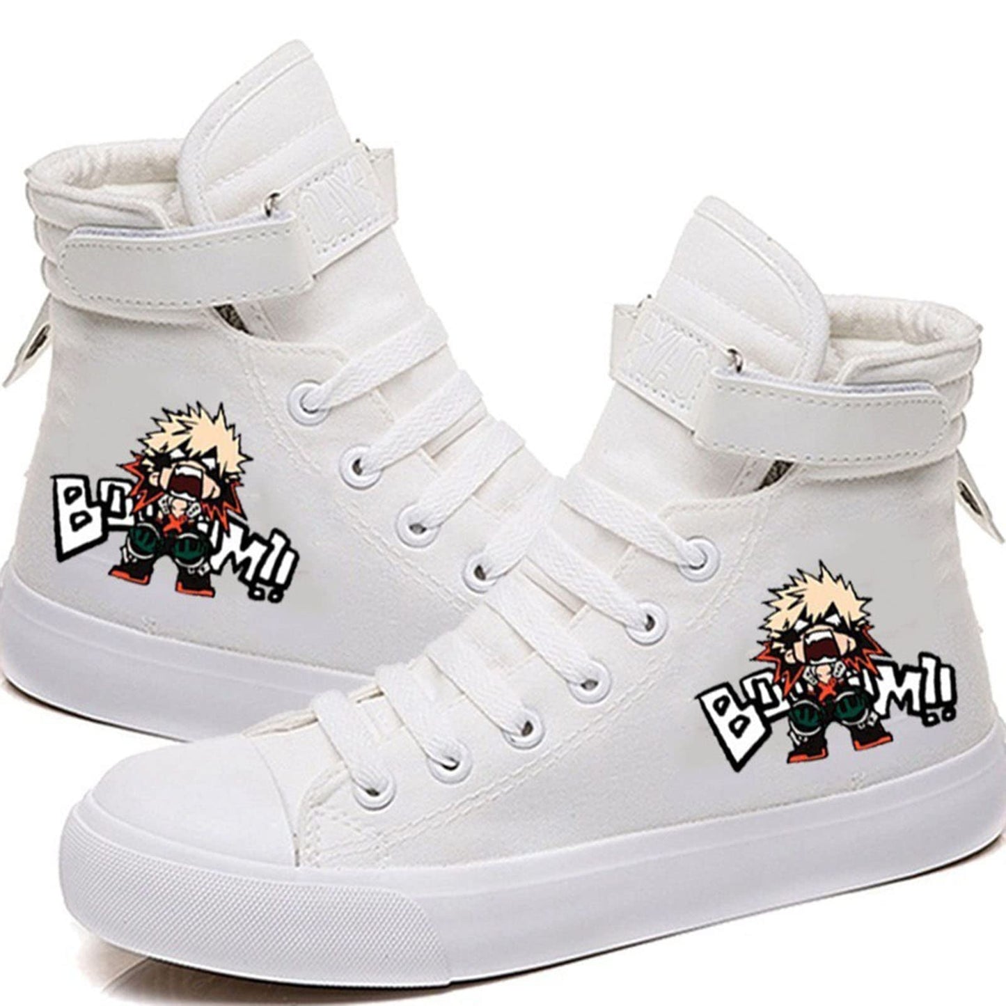 DHSPKN Anime Mha Canvas Shoes Deku Izuku Todoroki Sneakers Anime Cosplay High top Canvas Shoes White