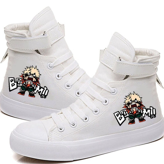 DHSPKN Anime Mha Canvas Shoes Deku Izuku Todoroki Sneakers Anime Cosplay High top Canvas Shoes White