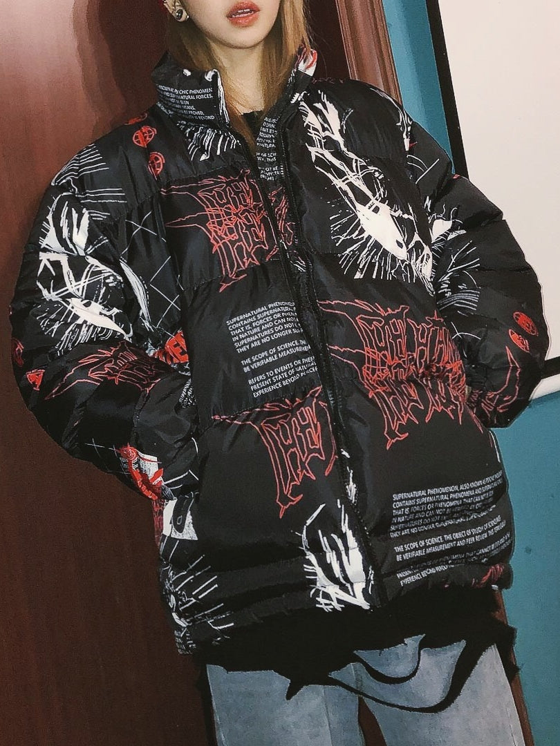 2019 Autumn Winter Hip-Hop Anime Print Oversized Jacket