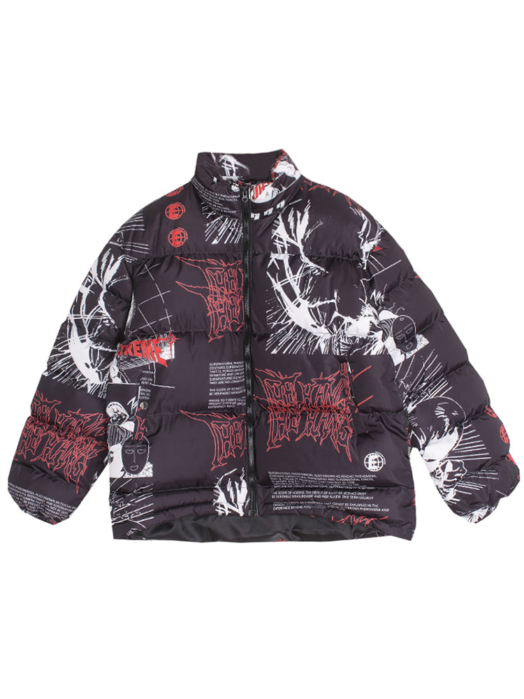 2019 Autumn Winter Hip-Hop Anime Print Oversized Jacket